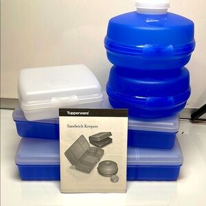 Tupperware Blue and White Sandwich Keepers Set